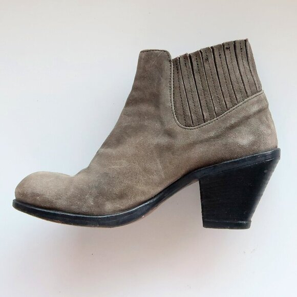 Fiorentini Baker Olive Military Green Suede Leather Heeled Ankle Boots Booties 8 - Picture 11 of 16